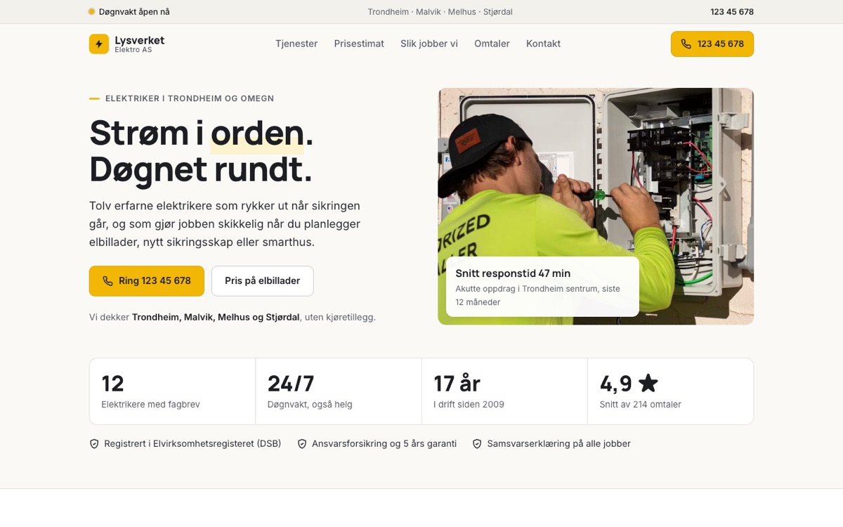 Skjermbilde av Lysverket Elektro