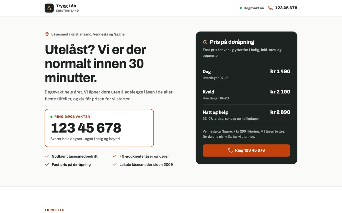 Skjermbilde av Trygg Lås
