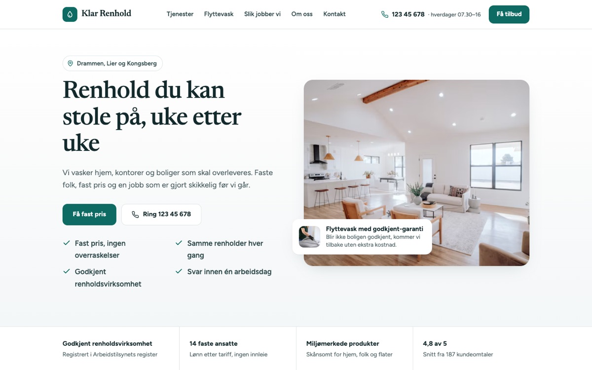 Skjermbilde av Klar Renhold