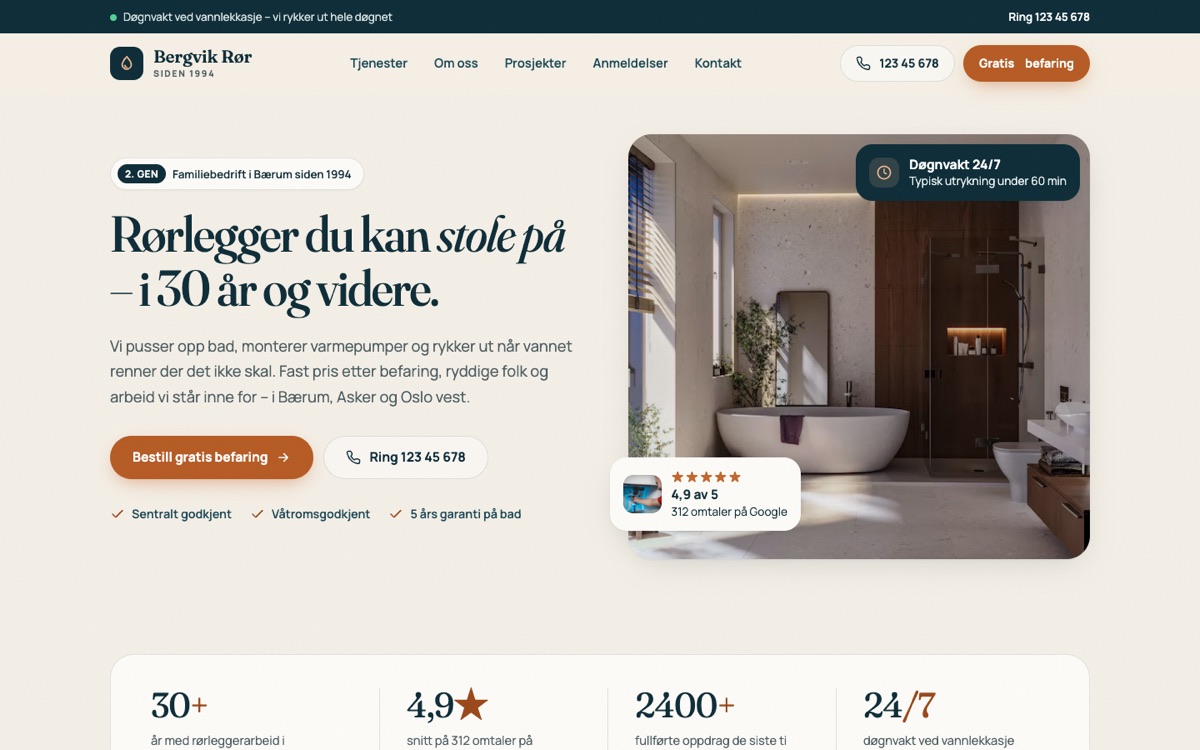 Skjermbilde av Bergvik Rør